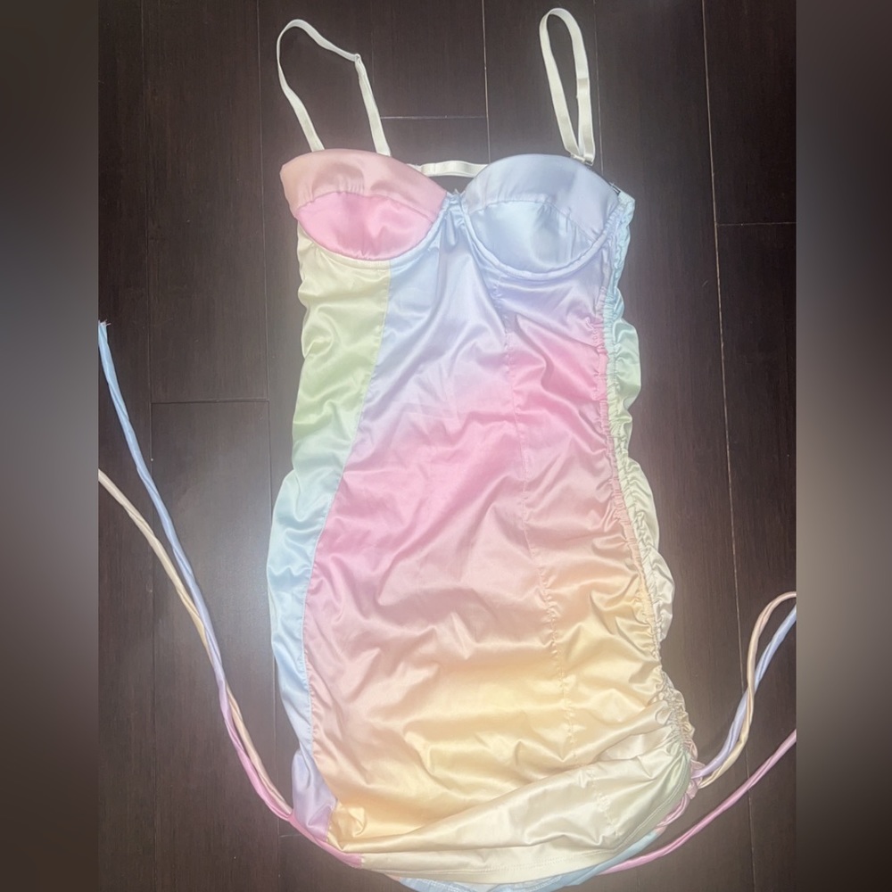 Rainbow pastel mini dress